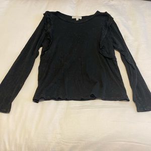 Anthropologie Eri + Ali Washed Ruffle Long Sleeve Top